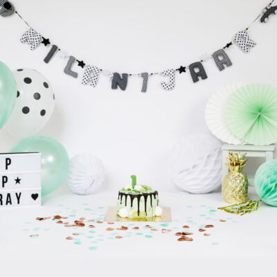 Verjaardagsslinger Zwart Wit Jongen Eerste Verjaardag