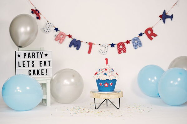 Verjaardagsslinger Cakesmash Roodblauw