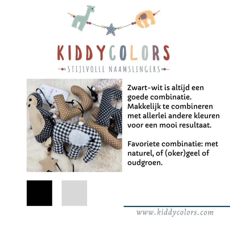 naamslinger Zwart Wit naturel