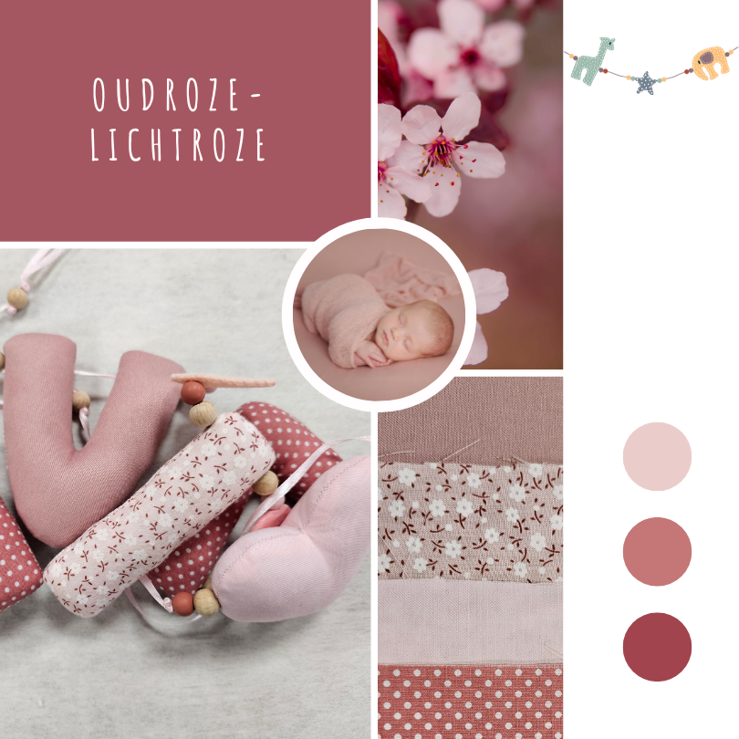 Naamslinger effen oudroze – lichtroze